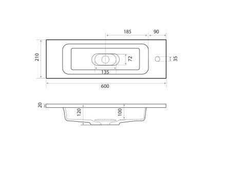 Раковина из искусственного камня Uperwood Modul 2911020338 60х20 полувстраиваемая цвет белый