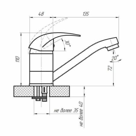 Смеситель для кухни Сантаком 3304-5 на мойку хром