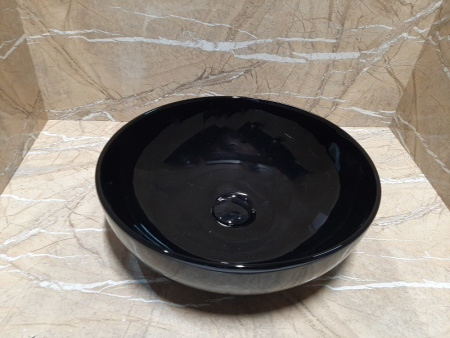 Раковина из санфаянса CeramaLux 104B-1 42х42 накладная цвет черный глянцевый