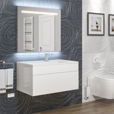 Раковина из искусственного камня Uperwood Lotus 35480000000 80х50 полувстраиваемая цвет белый