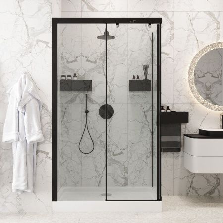 Душевой уголок Cerutti SPA MARBELLA 120B L 120х80 стекло прозрачное профиль черный без поддона