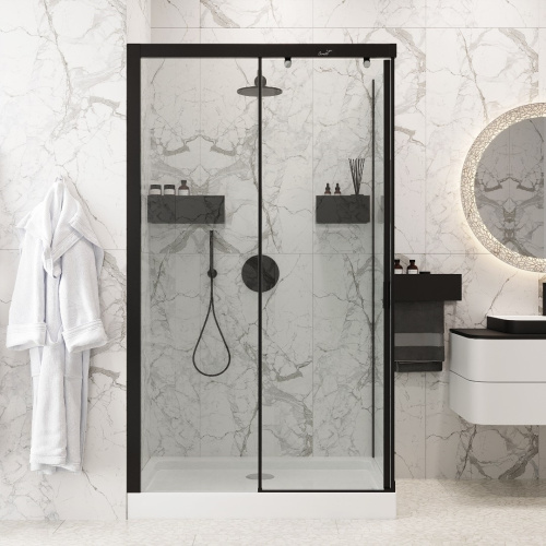 Душевой уголок Cerutti SPA MARBELLA 120B L 120х80 стекло прозрачное профиль черный - фото 4