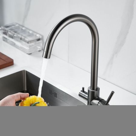 Смеситель для кухни Raffine F108T на мойку оружейная сталь