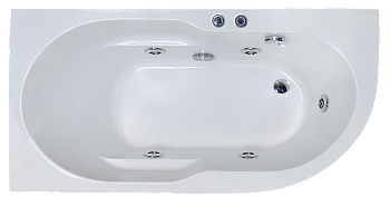 Ванна акриловая гидромассажная Royal Bath AZUR RB614203ST-L 169х79 пристенная асимметричная с каркасом