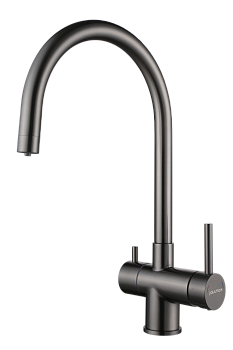 Смеситель для кухни Paulmark HELLER He213218-GM на мойку вороненая сталь