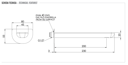 Излив Remer Infinity 91IL настенный хром