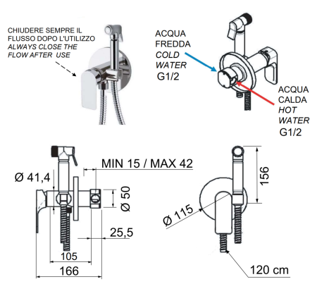 Гигиенический душ со смесителем Remer I65 хром