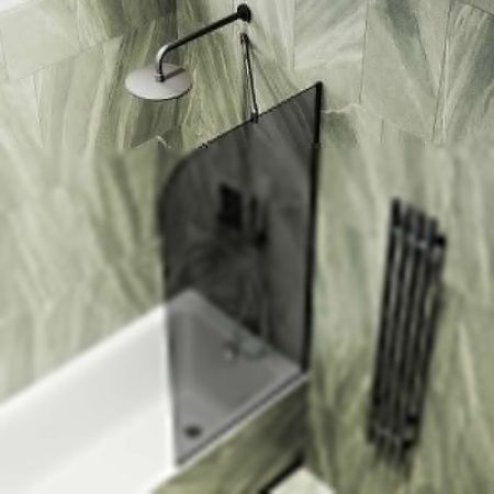 Душевая шторка на ванну Maybah Glass MGV-128-6у 35х140 стекло тонированное профиль черный ориентация универсальная