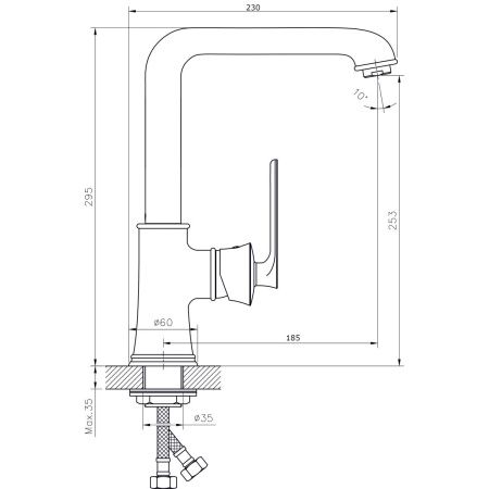 Смеситель для кухни Rush Flores FL0835-22 на мойку хром