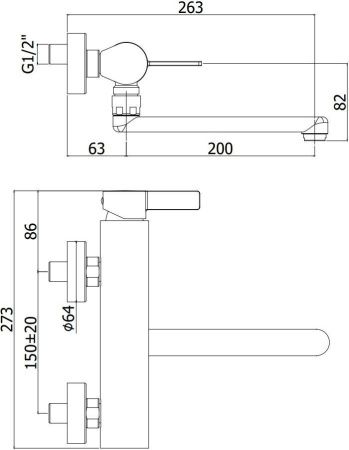 Смеситель для кухни Paffoni Rock RO161ST настенный нержавеющая сталь