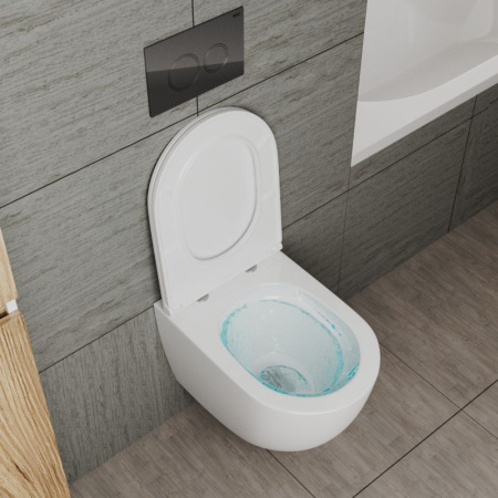 Унитаз подвесной Sintesi SIN-TS-EVI-152 белый безободковый с сиденьем микролифт душевой смыв