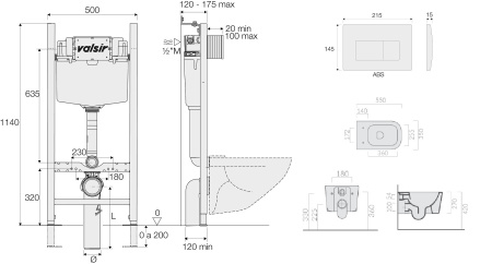 Комплект унитаз с инсталляцией Valsir KIT VSCR 5486NEMT Slim P1