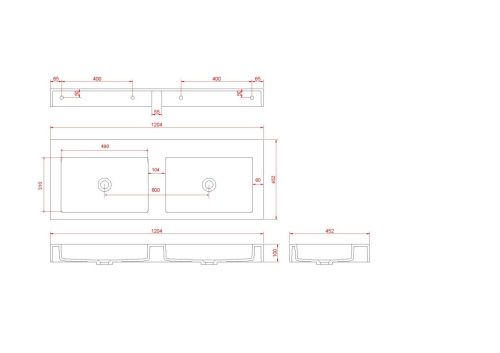 Раковина из искусственного камня Armadi Art Flat 888-120 120х50 подвесная цвет белый без отверстий под смеситель - фото 2