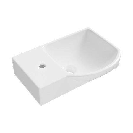 Раковина из сантехнического фарфора Wellsee WC Area 151808000 50х30 накладная цвет белый 1 отверстие под смеситель