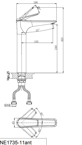 Смеситель Rush Nevis NE1735-11ch на столешницу хром - фото 2