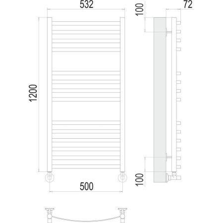 Полотенцесушитель водяной Terminus 4670078529220 55х120 хром