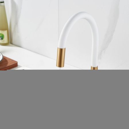 Смеситель для кухни Shevanik S668G на мойку золото/бежевый