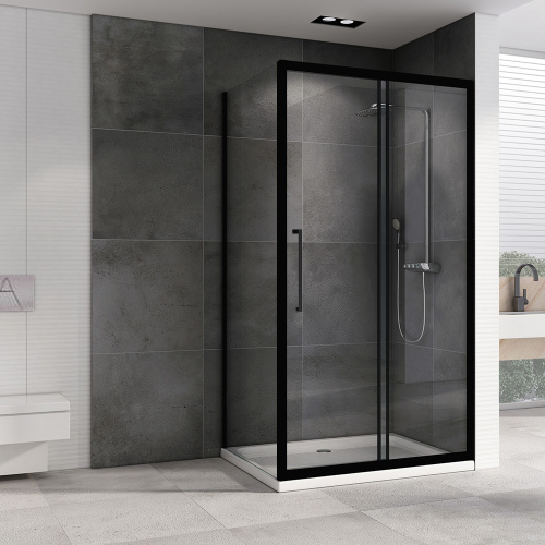 Душевой уголок Abber Schwarzer Diamant AG30140BH-S80B 80х140 стекло прозрачное профиль черный - фото 2