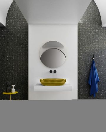 Раковина из полиэфирной смолы Abber KRISTALL AT2801Vesuvian 60х40 накладная цвет зеленый без отверстий под смеситель