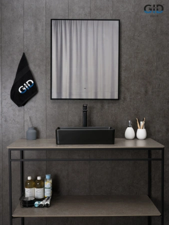 Раковина керамическая Gid Geométrico 53359 50х20 накладная цвет черный без отверстий под смеситель