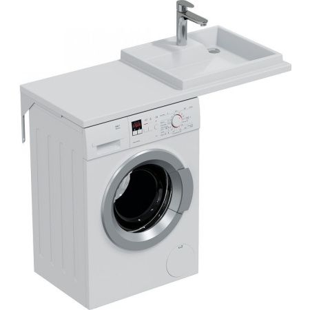 Раковина из искусственного камня СанТа Юпитер 900132 110х50 над стиральной машиной цвет белый 1 отверстие под смеситель