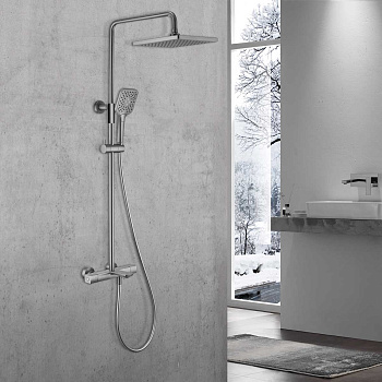 Душевая стойка Vincea Next VSFS-1N1TGM настенная цвет вороненая сталь