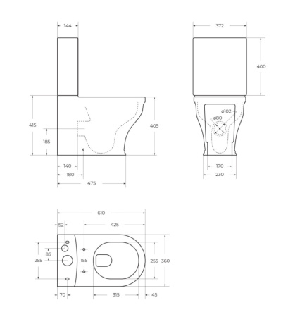 Чаша унитаза напольная Cezares GIUBILEO CZR-165-CPR цвет белый без бачка без сиденья безободковая каскадный смыв