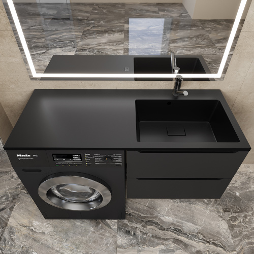 Раковина Uperwood Cosmos Quartz 120 см RCosmos120RU над стиральной машиной цвет черный - фото 3