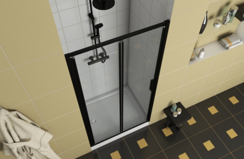 Душевая дверь Bravat Blackline BD100.4121B 100х200 стекло прозрачное профиль черный - фото 4 Душевая дверь Bravat Blackline BD100.4121B 100х200 стекло прозрачное профиль черный - фото 4