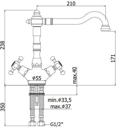 Смеситель для кухни Paffoni Belinda FBLV180BR на мойку бронза