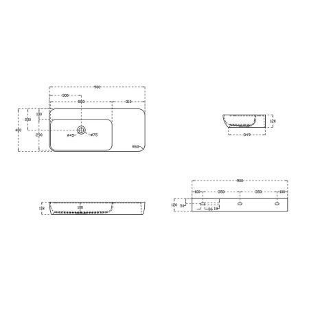 Раковина из искусственного камня Vincea VWB-6S590MW 90х40 подвесная цвет белый 1 отверстие под смеситель