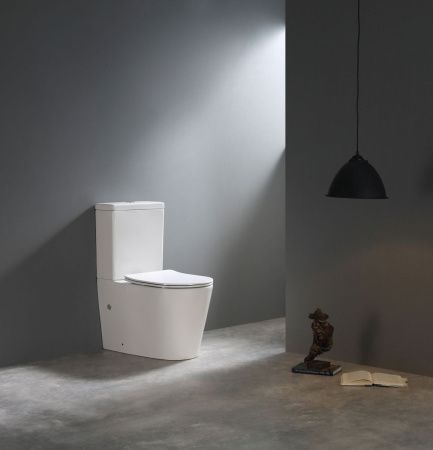 Унитаз напольный с бачком SantiLine SL-5026 цвет белый с сиденьем микролифт безободковый смыв воронка-водоворот