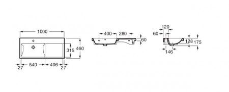 Раковина из сантехнического фарфора Roca The Gap Plus 73270MB004 100х50 накладная цвет белый