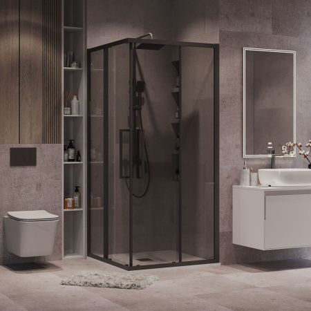 Душевой уголок Grossman Cosmo 300.K33.02.9090.21.10 90х90 стекло тонированное профиль черный без поддона
