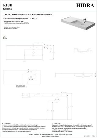 Раковина керамическая Hidra Kiub KI120SX/026 120х50 подвесная цвет черный 1 отверстие под смеситель