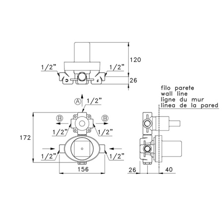 Встраиваемая часть термостатического смесителя для душа Stella UN 06002 0000