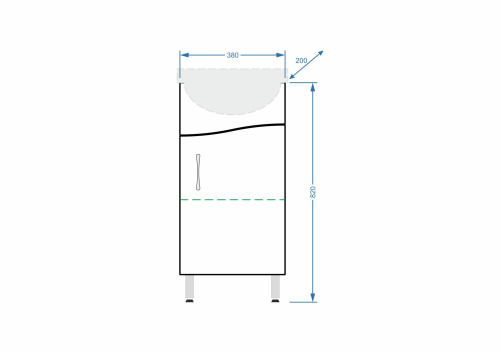 Тумба под раковину Stella Polar Волна SP-00000230 38х20х82 цвет белый - фото 2