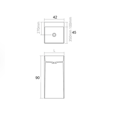 Раковина керамическая Dea Design Pedestal Basin DD2019 420 18 40х50 напольная цвет белый без отверстий под смеситель