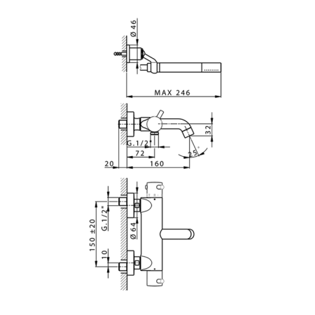 Смеситель для ванны Cisal LESS NEW LND2301621 настенный хром с термостатом