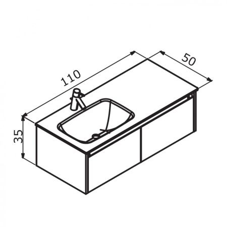 Тумба с раковиной Orka Lisbon 5001435 110х50 подвесная цвет серый