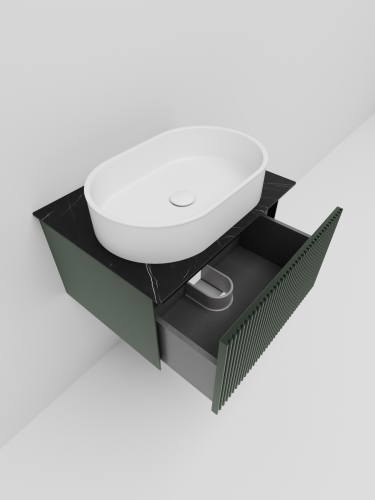 Тумба со столешницей La Fenice TERRA NFNC-01-TER-G-60-3-GB 70х36х47 подвесная цвет серый/зелёный - фото 3