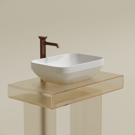 Раковина из сантехнического фарфора Ceramica Nova ELEMENT CN6055 50х40 накладная цвет белый без отверстий под смеситель