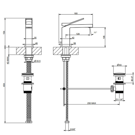 Смеситель Gessi Rettangolo K 53001#299 на раковину черный
