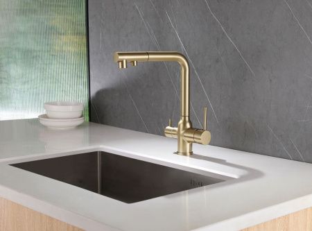 Смеситель для кухни Abber Emotion AF8814G на мойку золото