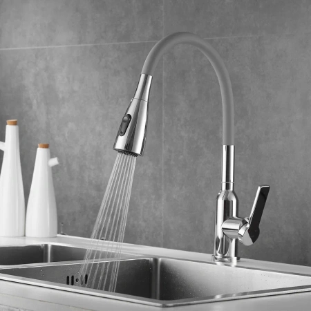 Смеситель для кухни Shevanik S843-9 на мойку хром/серый