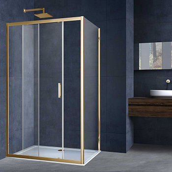 Душевой уголок Vincea Alpha VSR-3AL9013CLG 130х90 стекло прозрачное профиль золото брашированное без поддона