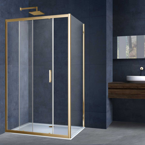 Душевой уголок Vincea Alpha VSR-3AL9012CLG 120х90 стекло прозрачное профиль золото брашированное