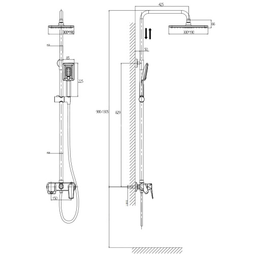 Душевая стойка Rush Nevis NE1735-40Black настенная цвет черный - фото 2