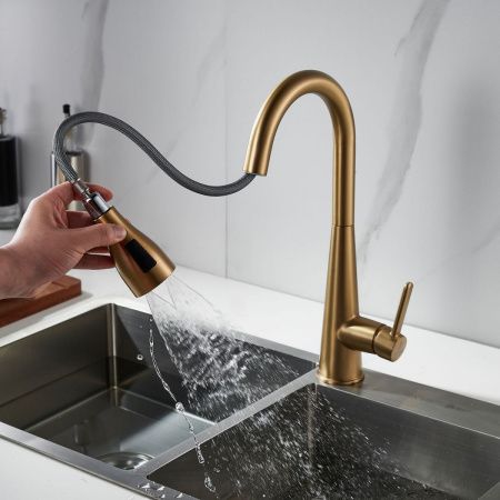 Смеситель для кухни Shevanik S363G на мойку золото