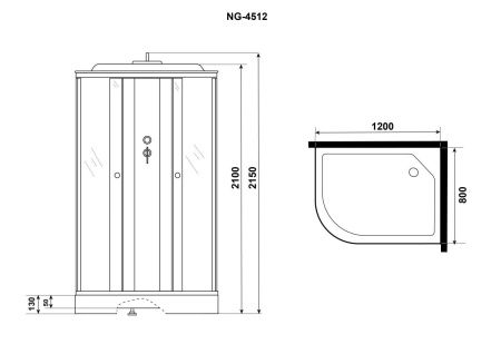 Душевая кабина Niagara Eco 45121453L 120х80 асимметричная с крышей ориентация левая